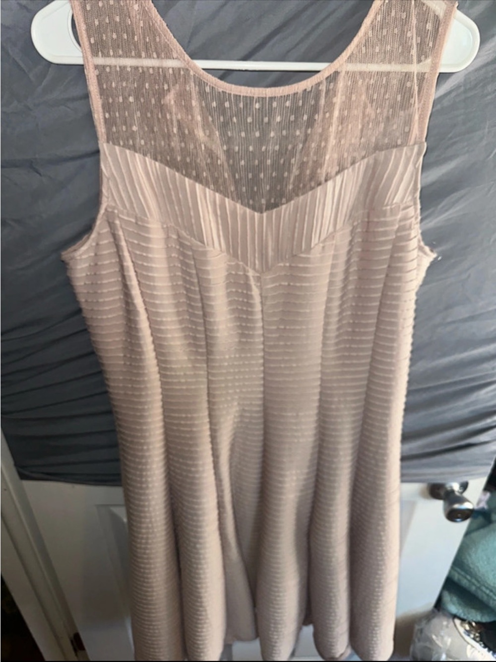 Gabby Skye Sleeveless Textured Fit-and-Flare Dress in Blush Pink